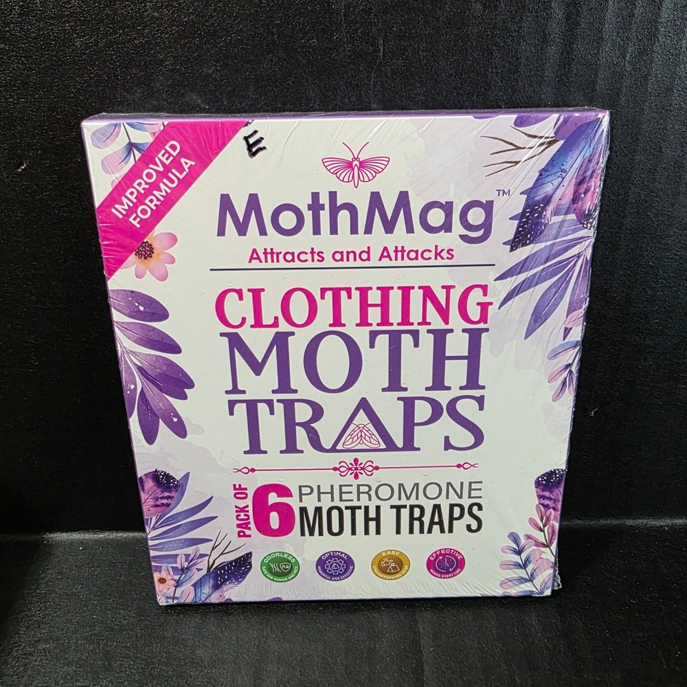 MothMag Clothing Moth Traps Pack of 6 Pheromone Moth Traps White Purple